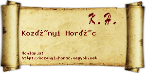 Kozányi Horác névjegykártya