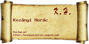 Kozányi Horác névjegykártya